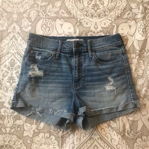 Abercrombie & Fitch High Rise Cut Off Denim Shorts